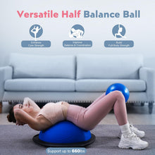 Load image into Gallery viewer, kisnbld Half Balance Ball Trainer, Inflatable 19/23 Inch Half Exercise Ball with Resistance Bands -Blue
