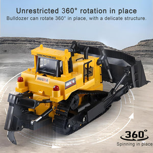 Remote Control Bulldozer 1/16 RC Front Loader Tractor Toy 2.4Ghz RC Construction Vehicles RC Dozer Toys for Boys Adults, 9 Channel Track Dozer
