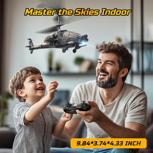 RC Helicopter for Kids & Adults, Military Remote Control Helicopter Toy with LED Lights, 2 Batteries & USB-C Charging, 26 Mins Flight