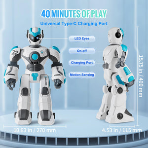 RC Robot Toys for Kids, Gesture Sensing Programmable Remote Control Smart Robot, Interactive Walking Singing Dancing Robot
