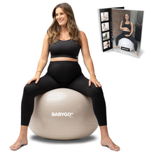 Load image into Gallery viewer, BABYGO Birthing Ball - Pregnancy Yoga Labor &amp; Exercise Ball &amp; Book Set Trimester Targeting - (Oatmeal, 65cm - Manual)
