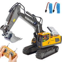 Load image into Gallery viewer, Remote Control Excavator 11 Channel RC Excavator Truck Toys 1/20 Scale 2.4Ghz Construction Vehicles with Metal Shovel (Yellow)
