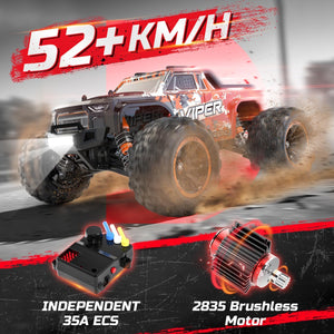 Brushless Fast RC Cars,1:16 52KM/H High Speed Remote Control Car,4X4 All Terrains RC Monster Truck, Waterproof Off-Road Hobby Electric Vehicle