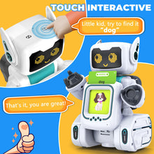 Load image into Gallery viewer, Robot Toys for Kids, Programmable Remote Control Toy, Interactive Toys with Talking Flash Cards, Smart Robot with LED
