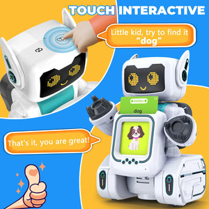 Robot Toys for Kids, Programmable Remote Control Toy, Interactive Toys with Talking Flash Cards, Smart Robot with LED