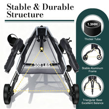 Load image into Gallery viewer, HolyHeal 3 Wheel Walkers for Seniors, Lightweight Rollator Walkers Foldable for Elderly with Cane Hold and Cup Hold, Height Adjustable Aluminum Three Wheel Rolling Walker Mobility Aid, Black
