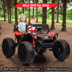 Ride On Utv Car for Kids with Remote Control, 24V 2 Seaters 10AH Battery, 4WD Powerful Motors with 17" Eva Wheels, Red