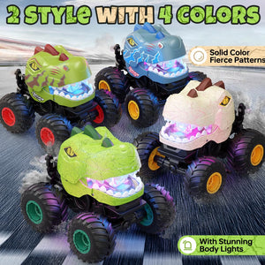 Remote Control Car for Boys Age 4-7 8-12, 50min+ Runtime Dinosaur Monster Truck Toy with Spray, Light, Music, 360 Rotating