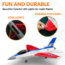 Load image into Gallery viewer, Remote Control Airplane RC Plane F16 Falcon Fighter Jet with LED Lights - 2 Channel Battery Powered with 2 Batteries
