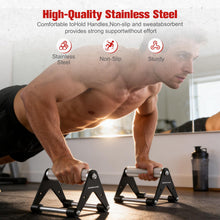 Load image into Gallery viewer, Push Up Stand, Pushup Handles for Strength Training, Heavy-duty Stainless Steel Push Up Bars Gym Exercise Equipment, Hold Up to 500lbs, 1 Pair black
