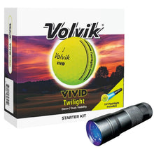 Load image into Gallery viewer, Volvik Vivid Twilight Glow in the Dark Golf Balls (Flashlight Combo Pack, Yellow)
