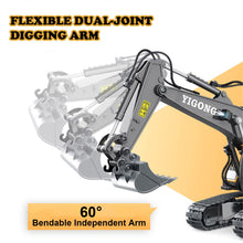 Load image into Gallery viewer, Remote Control Excavator 11 Channel RC Excavator Truck Toys 1/20 Scale 2.4Ghz Construction Vehicles with Metal Shovel (Yellow)
