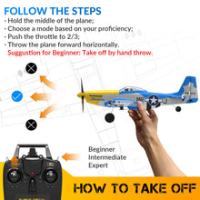 Load image into Gallery viewer, RC Plane RTF 4 Channel Remote Control Airplane with 3 Modes - Ready to Fly Upgrade P51 Mustang RC Airplane for Beginners Adult
