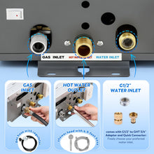Load image into Gallery viewer, Hapyvergo 8L Portable Propane Water Heater, 2.11 GPM Outdoor Tankless, Digital Display, for Camping, Cabins, Barns
