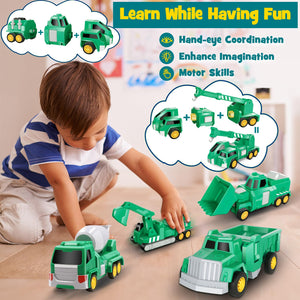 Transform Robot Kids Toys Cars | STEM Building Toddler Toys for Ages 3+ | 5 in 1 Construction Toy
