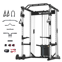 Load image into Gallery viewer, MAJOR FITNESS Drone1 Power Cage - Multi-Function Power Rack for Home Gym, Squat Rack, Cable Crossover System, for Strength Training, Heavy-Duty Steel Construction (D1AW Power cage only, Silver)
