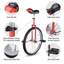 Load image into Gallery viewer, 24&quot; Inch Wheel Unicycle Leakproof Butyl Tire Wheel Cycling Outdoor Sports Fitness Exercise Health Red
