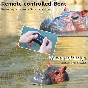 RC Boat for Kids, Hippo Remote Control Boat for Lake River & Pool, 2.4GHz Simulation Hippopotamus Head Electric Boat Spoof Toy