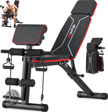 Load image into Gallery viewer, GIKPAL Adjustable Weight Bench, Foldable Workout Bench for Home Gym, Incline Decline Flat Exercise Bench Press for Full Body Strength Training w/Extended Headrest and Leg Extension (Black - New
