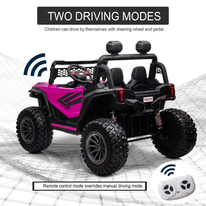 24V Ride On UTV with Remote Control for Girls Boys, 4X4 4WD Off-Road Ride on Car, Rechargeable Kids Electric Vehicle, Pink