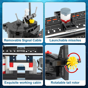WW2 Historical Military Series Submarine Model Set, Collection Birthday Gifts Toy for Boys and Kids 8+ (519 Pieces)