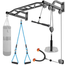 Load image into Gallery viewer, SELEWARE 48'' Heavy Duty Pull Up Bar with Cable Pulley System - Black
