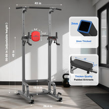 Load image into Gallery viewer, RELIFE REBUILD YOUR LIFE Power Tower Pull Up Bar Station Workout Dip Station for Home Gym
