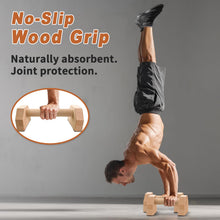 Load image into Gallery viewer, Wooden Parallettes 2 PCS Push Up Stand For Floor Calisthenics Bars Home, Handles Handstand Blocks Beech &amp; Pine Wood Pushup Non-Slip Base Parallel Exercise Equipment For MenTrainers(BEECH WOOD)
