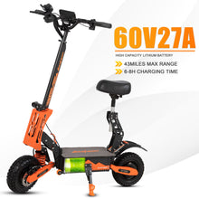 Load image into Gallery viewer, Electric Scooter Adults, 5600W Dual Motor E-Scooter, 47MPH Top Speed and Max 43Miles Long Range, Dual Brake and Dual Shock, 11&quot; Off-Road Tires
