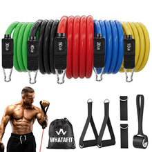 Load image into Gallery viewer, WHATAFIT Resistance Bands,Exercise Bands,Workout Bands with Handles,Door Anchor and Ankle Straps,5 Resistance Levels Fitness Bands,for Strength,Training, Physical Therapy, and Home Gym Equipment

