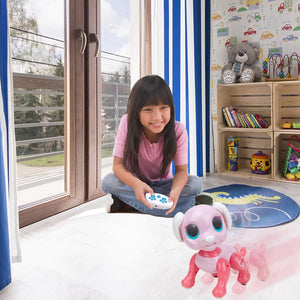 Remote Control Dog Gesture Sensing - Smart Puppy Pink Toy Robot Pet Walks Barks Interactive with Toddler, STEM Play