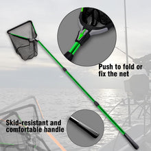 Load image into Gallery viewer, Fiblink Folding Aluminum Fishing Landing Net Fish Net with Extending Telescoping Pole Handle (Green:59-118 inches-(Extend Length))
