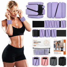 Load image into Gallery viewer, Wrist Weights, Ankle Weights, Adjustable Wrist Weighted Bracelet Set of 4 (2LB Each) -Purple
