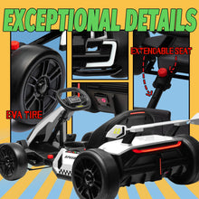 Load image into Gallery viewer, Go Kart Electric Drift Kart Car with Adjustable Seat, 24V Outdoor Ride on Toy with 4 Speed Mode - White
