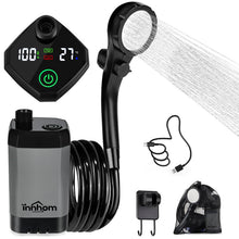 Load image into Gallery viewer, innhom Portable Camping Shower, 6000mAh Rechargeable Camp Shower Pump with LED Display, IPX7 Waterproof &amp; 2 Spray Modes Electric Outdoor Shower for Hiking, Pet Bathing, Car Washing (Grey)
