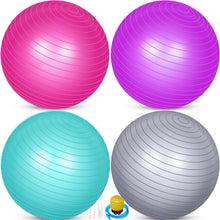 Load image into Gallery viewer, Leyndo 4 Pcs 26 Inch Yoga Exercise Ball Pilates Pregnancy Birthing Fitness Ball with Quick Pump Anti Burst for Improved Posture, Balance, Yoga, Pilates, Training(Pink Green Gray Set)
