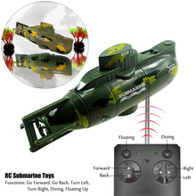 Load image into Gallery viewer, Tipmant Mini RC Submarine Remote Control Boat Ship Military Model Electronic Water Toy Diving for Fish Tank Water Tub Kids Birthday Gift (Green)
