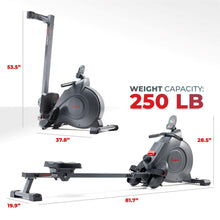 Load image into Gallery viewer, Sunny Health &amp; Fitness Magnetic Rowing Machine - Dark Grey
