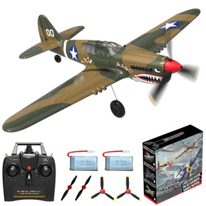RC Plane 4-CH RC Airplane – RC Airplane Ready to Fly Upgrade P-40 Warhawk Remote Control Airplanes for Beginners Adult with Beginners