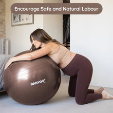 Load image into Gallery viewer, BABYGO Birthing Ball - Pregnancy Yoga Labor &amp; Exercise Ball &amp; Book Set Trimester Targeting (Mocha, 65cm)
