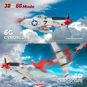 RC Airplane, P51 Mustang 4 Channel RC Plane with Lights, 6G/3D Brushless RC Planes, 2.4G Remote Control Airplane, Hobby RC Planes