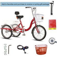 Load image into Gallery viewer, 20 inch Adults Trike Tricycle, Single Speed 3 Wheel Bike Adult Trikes for Women Men Seniors, Brown
