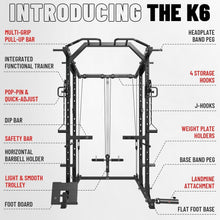 Load image into Gallery viewer, Mikolo K6 Power Cage, Power Rack with Cable Crossover System, Home Gym Packages ,230b Rubber Weight Set-Black
