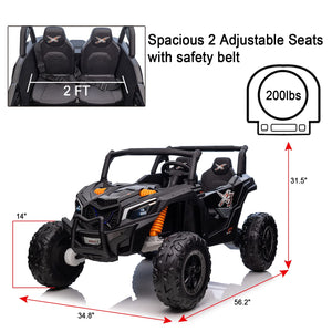 24V Kids Electric UTV Toy Car with Remote Control, All-Terrain Off-Road Ride On Vehicle for Big Kids 3-8 Years, Powerful Motor (Black)