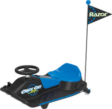 Load image into Gallery viewer, Razor Crazy Cart Shift Electric Go Kart for Kids Ages 6+ - 12V Drifting System, High/Low Speed Switch, Black/Blue
