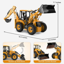 Load image into Gallery viewer, RC Backhoe Wheel Loader 2.4G Fully Functional 1/20 Remote Control Excavator Bulldozer Back Hoe Truck Tractor Digger Heavy Duty
