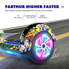 Load image into Gallery viewer, Hoverboard for Kids, 6.5&quot; Two Wheel Self Balancing Hoverboards with Bluetooth and Lights, Graffiti Hover Board
