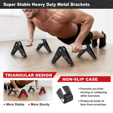 Load image into Gallery viewer, Mochantum Push Up Bar - Heavy-Duty Stainless Steel Pushup Stands with Non-Slip Base, 660LB Capacity, Portable Home Gym Equipment for Strength Training &amp; Floor Workouts、Black、Aluminum grip、12.7inch
