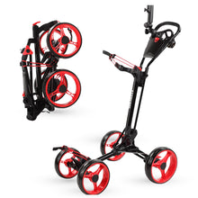 Load image into Gallery viewer, Qwik-Fold - 4-Wheel Golf Push Cart - Black/Red
