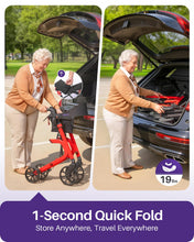 Load image into Gallery viewer, Kekoy Bariatric Rollator Walker for Seniors with Seat, 500 lbs Heavy Duty Walker, 19.5" Extra-Wide Seat, 10" All-Terrain Wheels, Adjustable Height, Foldable Rolling Walker, Hidden Brake Cables, Red
